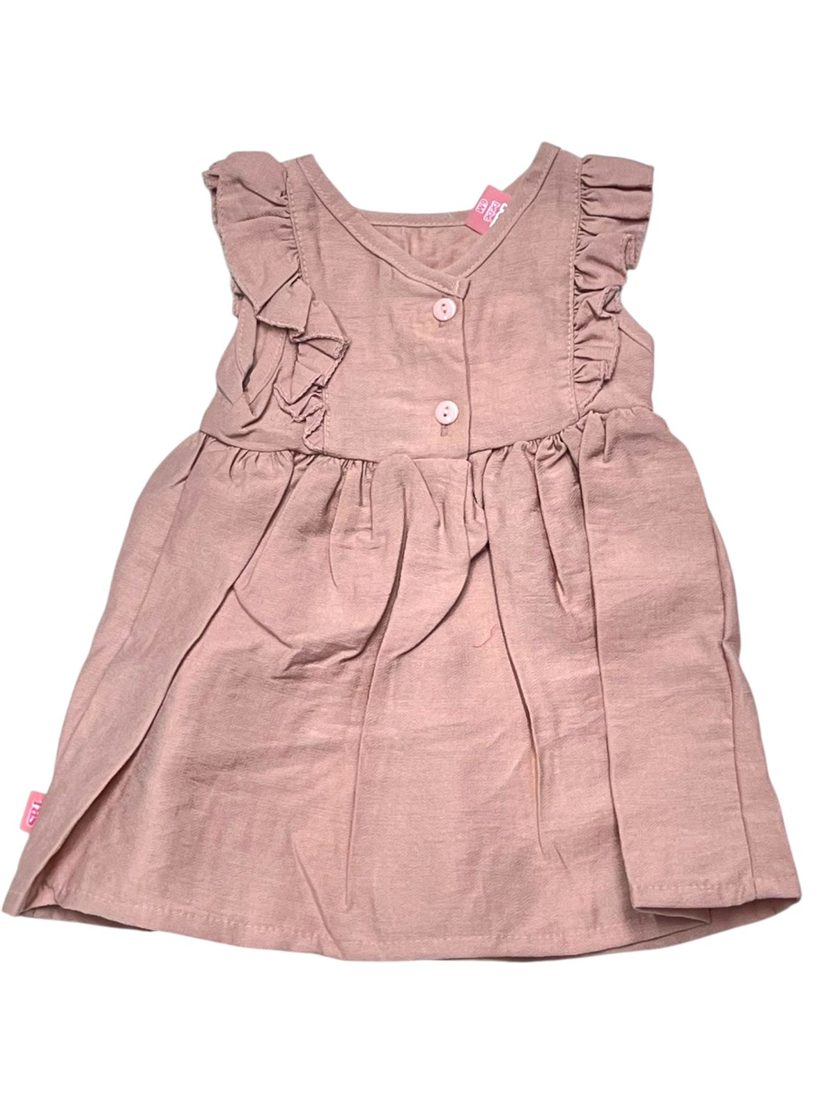 VESTIDO OLANES Y MANGA CORTA CON ESTAMPADO FLORES PARA BEBÉS NIÑAS
