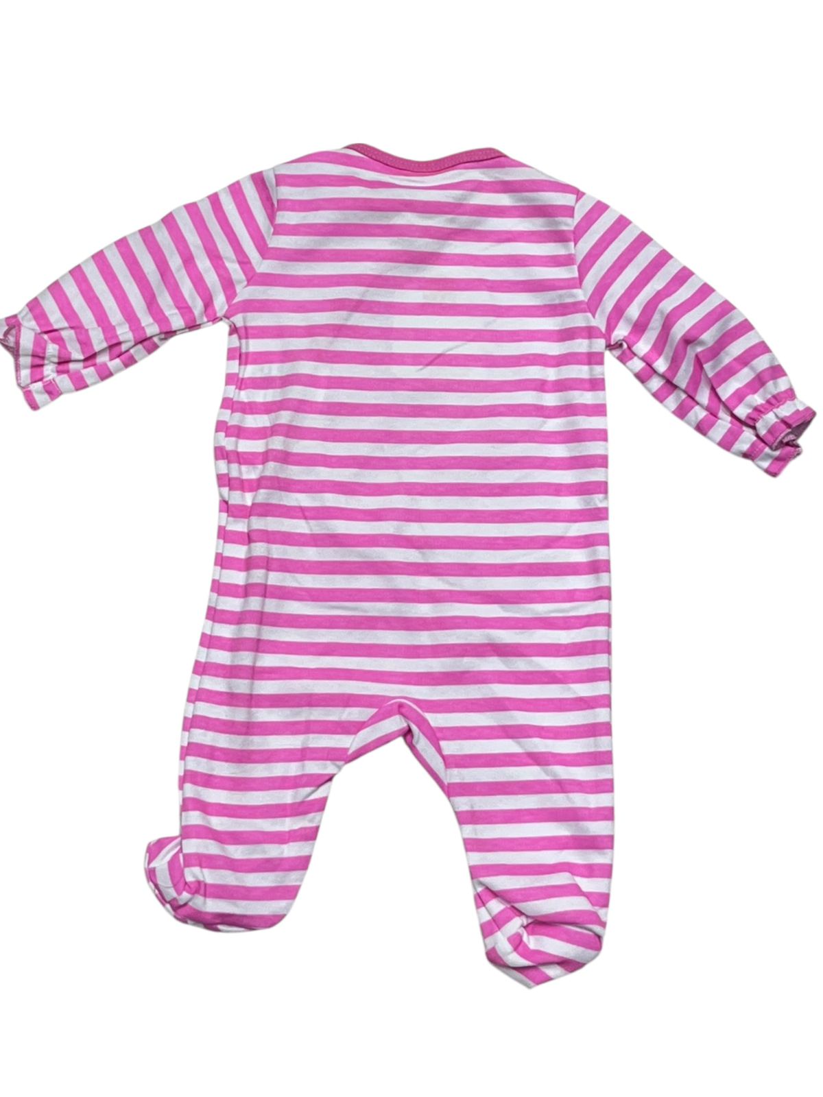 MAMELUCO PARA BEBÉ NIÑA CUELLO REDONDO ESTAMPADO RAYAS Y BORDADO