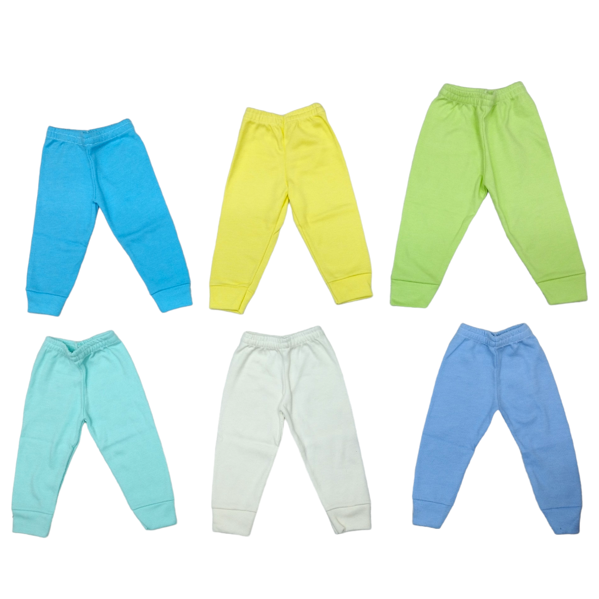 6 Pack Pantalones para Bebé Sin Pie – Colores Pastel – 100% Algodón – Tallas 0 a 48 Meses