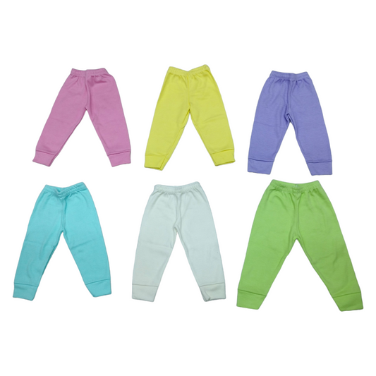 6 Pack Pantalones para Bebé Sin Pie – Colores Pastel – 100% Algodón – Tallas 0 a 48 Meses