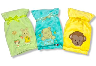 3 Pack Frazadas Ligeras con tiernos Bordados Tamaño Viajero Para Bebés