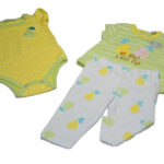 Leggins y 2 playeras tipo pañalero estampados PERAS bebé niña
