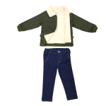 Conjunto Chamarra Sherpa forro borrega con Pantalón Mezclilla Para Niños 2 a 6 años