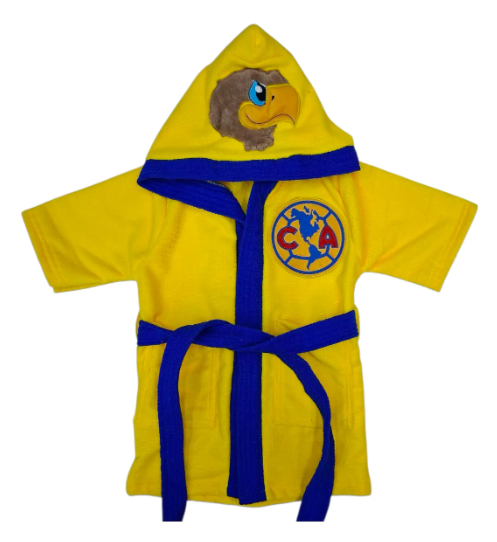 Bata de Baño para Niño Club América – Microfibra Suave 100% Poliéster – Tallas 2 a 16 Años