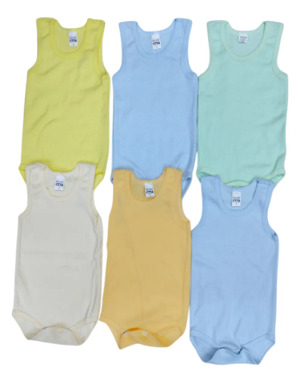 Pack de 6 Pañaleros Sin Manga para Bebé (0-18 Meses) – Bodys Frescos y Cómodos