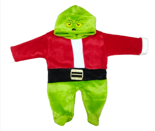 Mameluco Navideño Afelpado Extra Suave Grinch Navideño Bebé