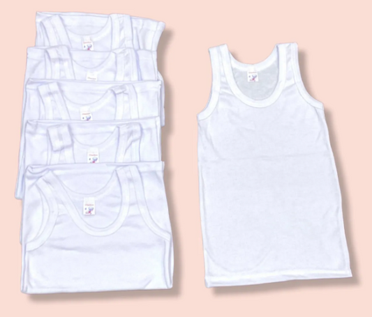 6 Pack Camiseta Tirantes 100% Algodón Niños 2 A 12 Años
