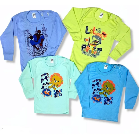 4 Pack Playeras Manga Larga Lisas O Estampadas Para Niños