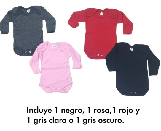 4 Pzas De Pañaleros Manga Larga Colores Fuertes 100% Algodón