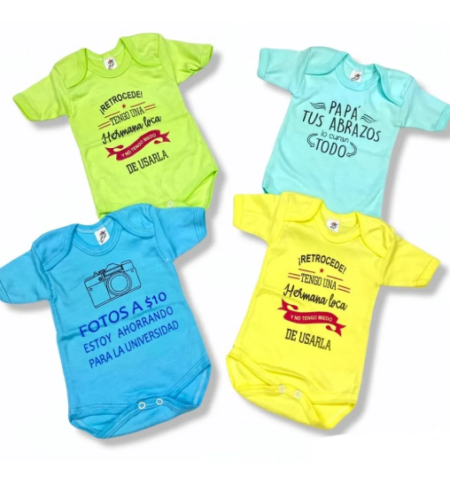 4 Pack Pañaleros Manga Corta Y 100% Algodón Para Bebé