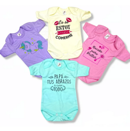 4 Pack Pañaleros Manga Corta Y 100% Algodón Para Bebé