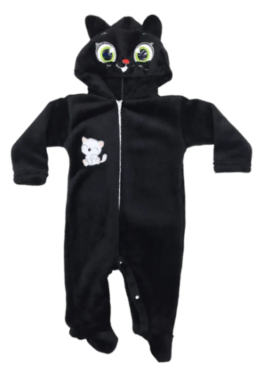 Mameluco Disfraz Halloween O Día De Muerto Gatito Negro Bebé