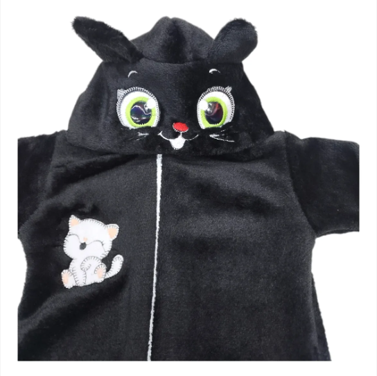 Mameluco Disfraz Halloween O Día De Muerto Gatito Negro Bebé