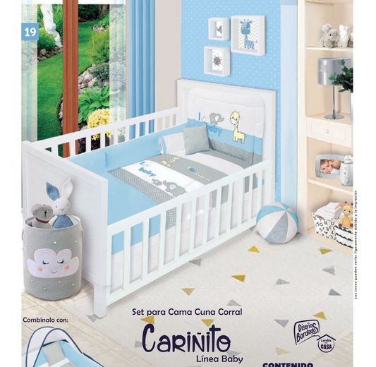 Set de edredón para cama-cuna corral CARIÑITO, incluye 6 piezas