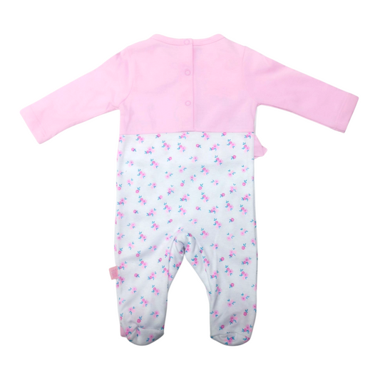 Mameluco Bebé Algodón Blanco y Rosa con Conejito Floral