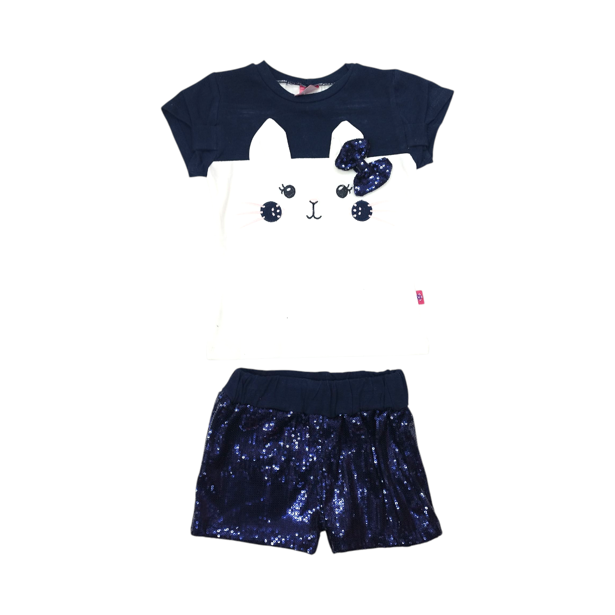 Conjunto Niña 2 Pzs 3-6 Años: Blusa y Falda Gato Bordado