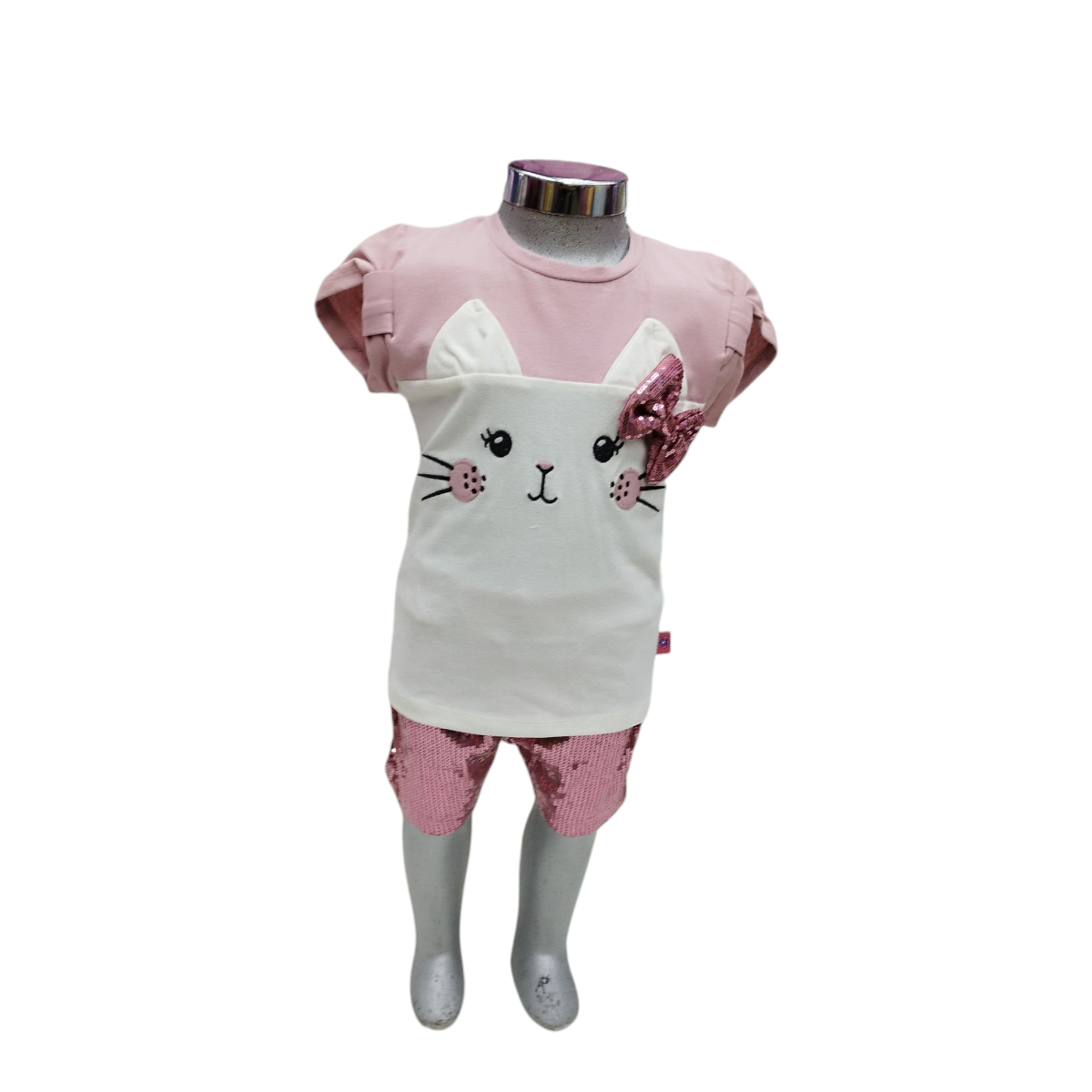 Conjunto Niña 2 Pzs 3-6 Años: Blusa y Falda Gato Bordado
