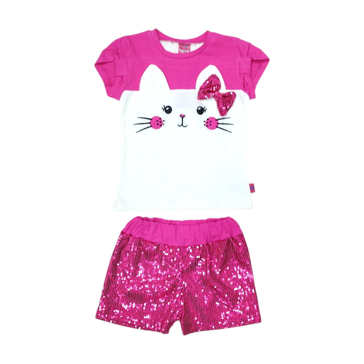 Conjunto Niña 2 Pzs 3-6 Años: Blusa y Falda Gato Bordado