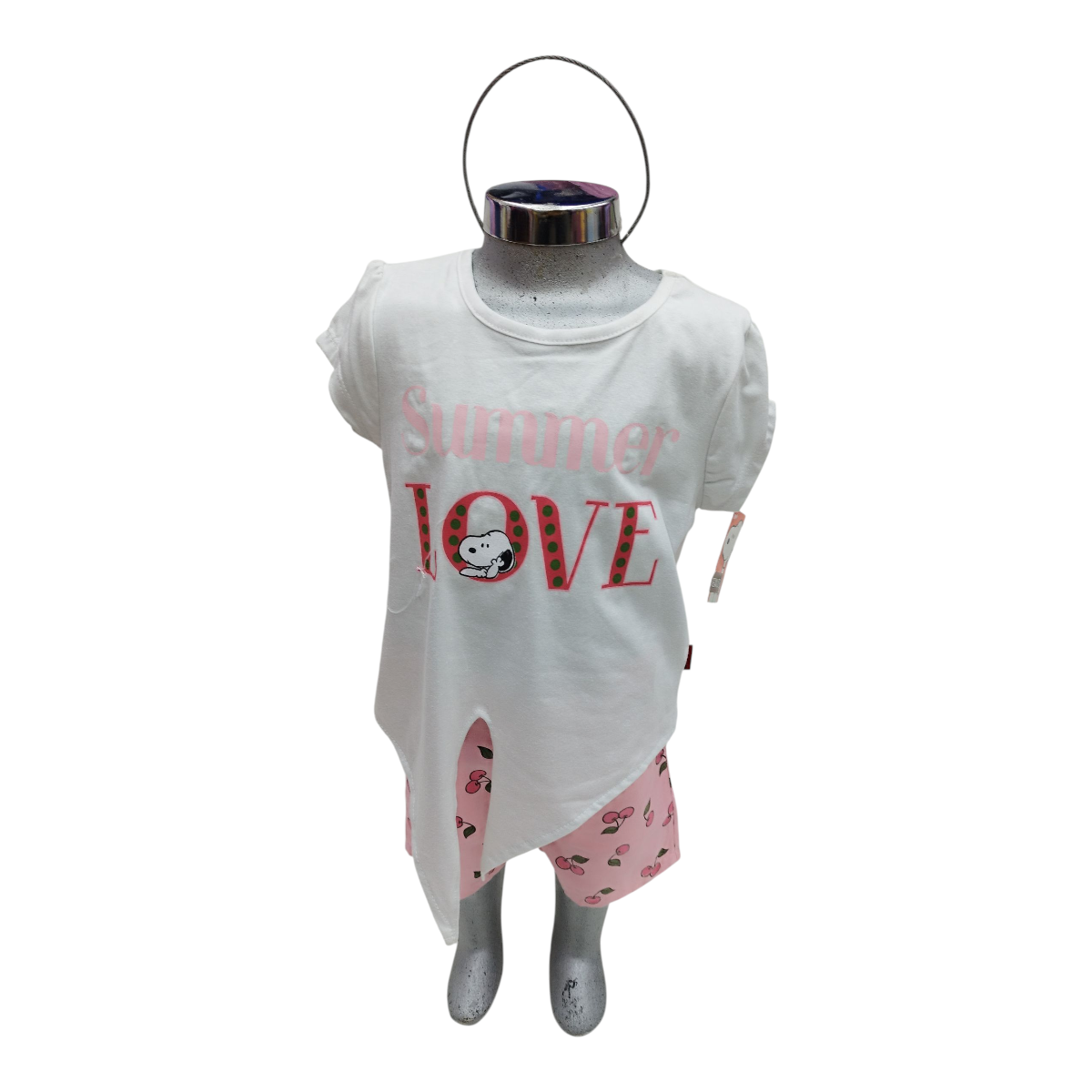 Conjunto Verano Niña 2 Pzs: Blusa Snoopy + Short Cereza