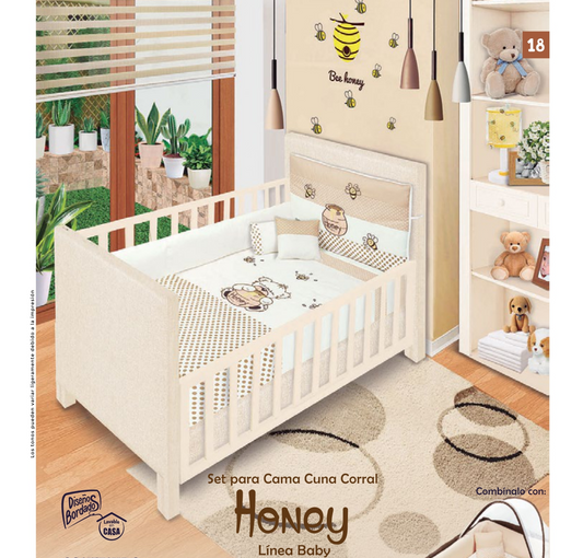 Juego de cama con edredón para cama-cuna corral HONEY