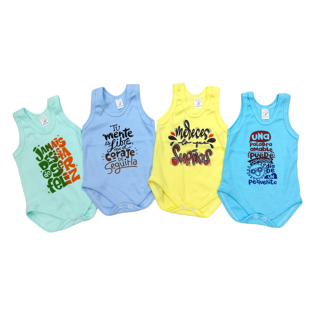 4 Pack Pañaleros Tipo Camiseta lisos o estampados para bebé tallas 0 hasta 48 meses