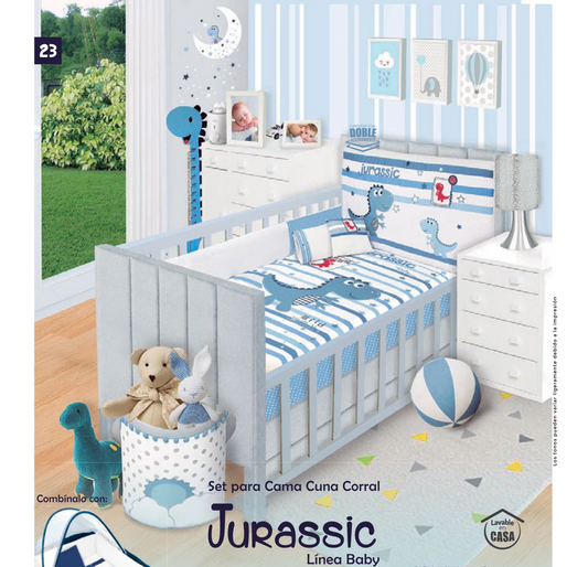 Juego de cama con edredón para cama-cuna corral JURASSIC
