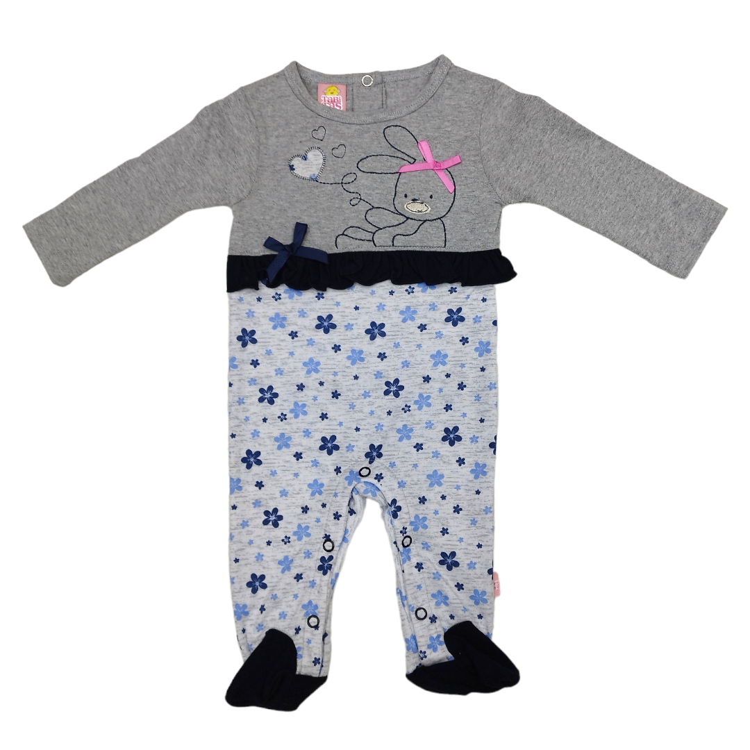 Mameluco Bebé con Bordado Conejito y Estampado Floral