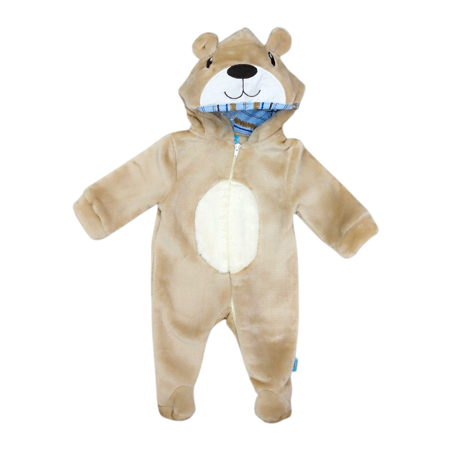 Mameluco Unisex Tabi Tas Afelpado Camel con Gorro de Osito | 0 a 9 M