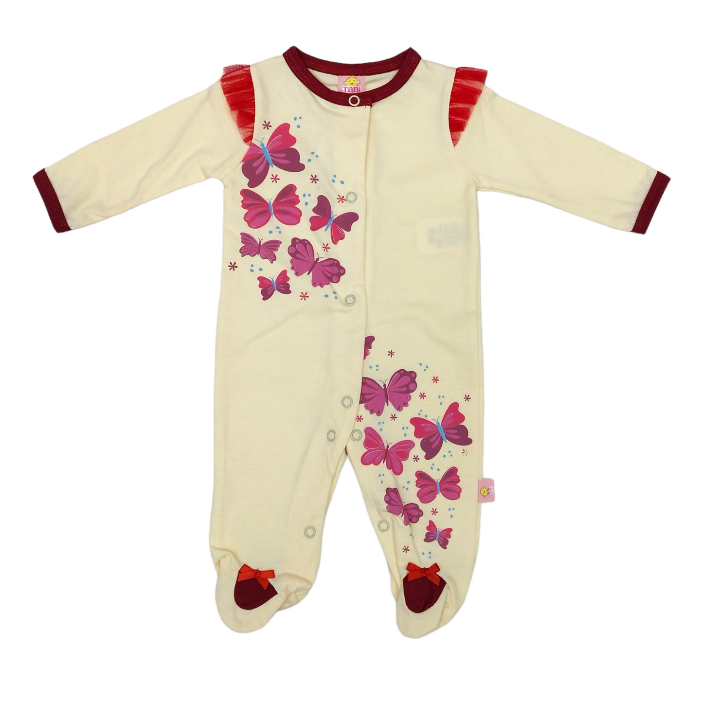 Mameluco Verano Bebé 0-6M Algodón Amarillo Mariposas