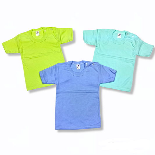 Juego de 3 playeras manga corta lisas 1, 2 y 3 años