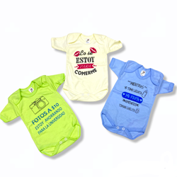 3 pack Pañaleros Manga Corta con divertidas frases y estampados 0 hasta 4 años