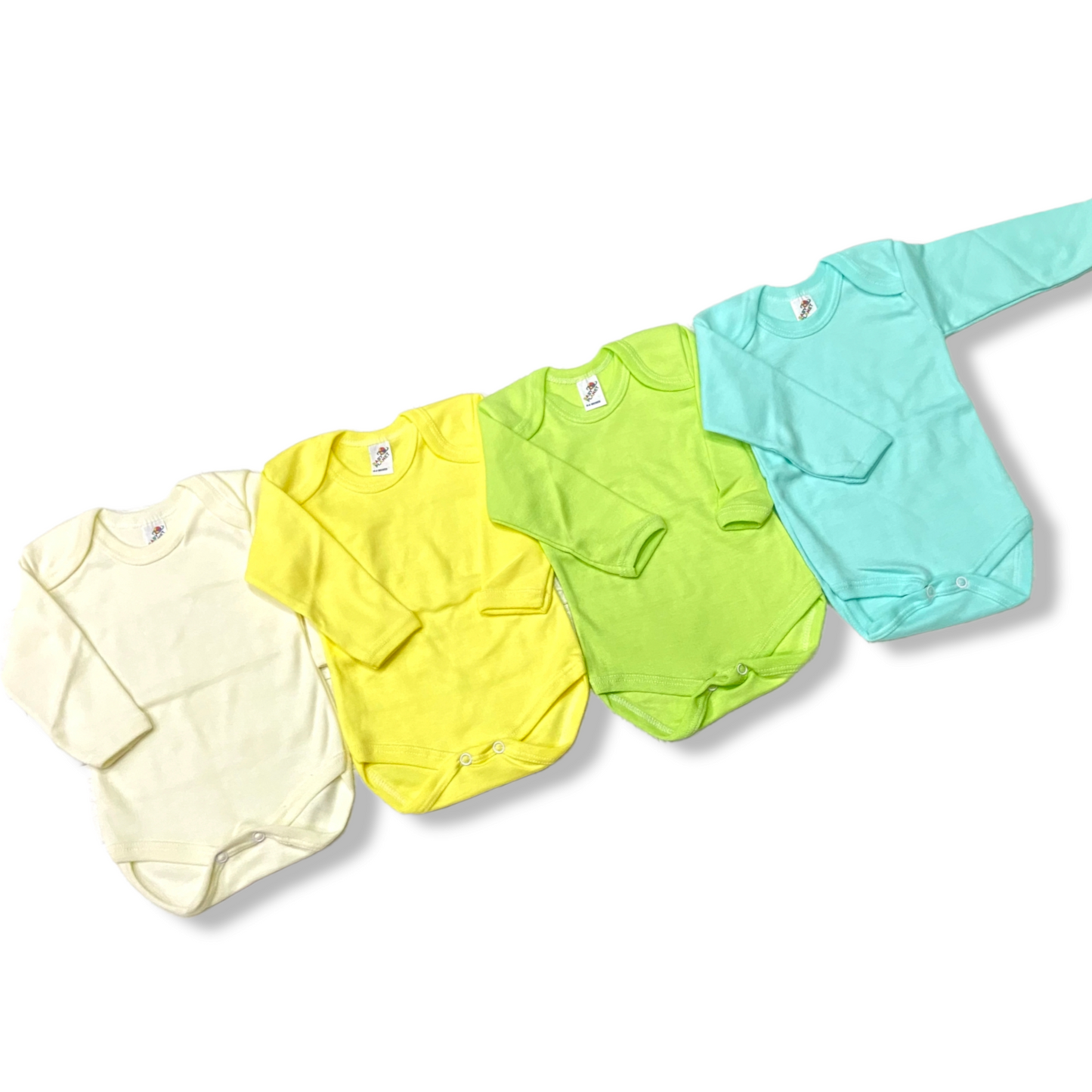 4 Pack de Pañaleros/Bodies Manga Larga para Bebé – 100% Algodón – Colores Pastel Lisos o Estampados – Tallas de 0 a 4 Años