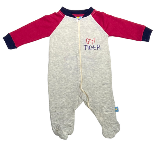Mameluco Bebé Gris con Azul o Rojo Bordado Verano