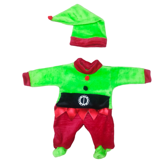 Mameluco Navideño Afelpado Extra Suave Mod Duende Para Bebé
