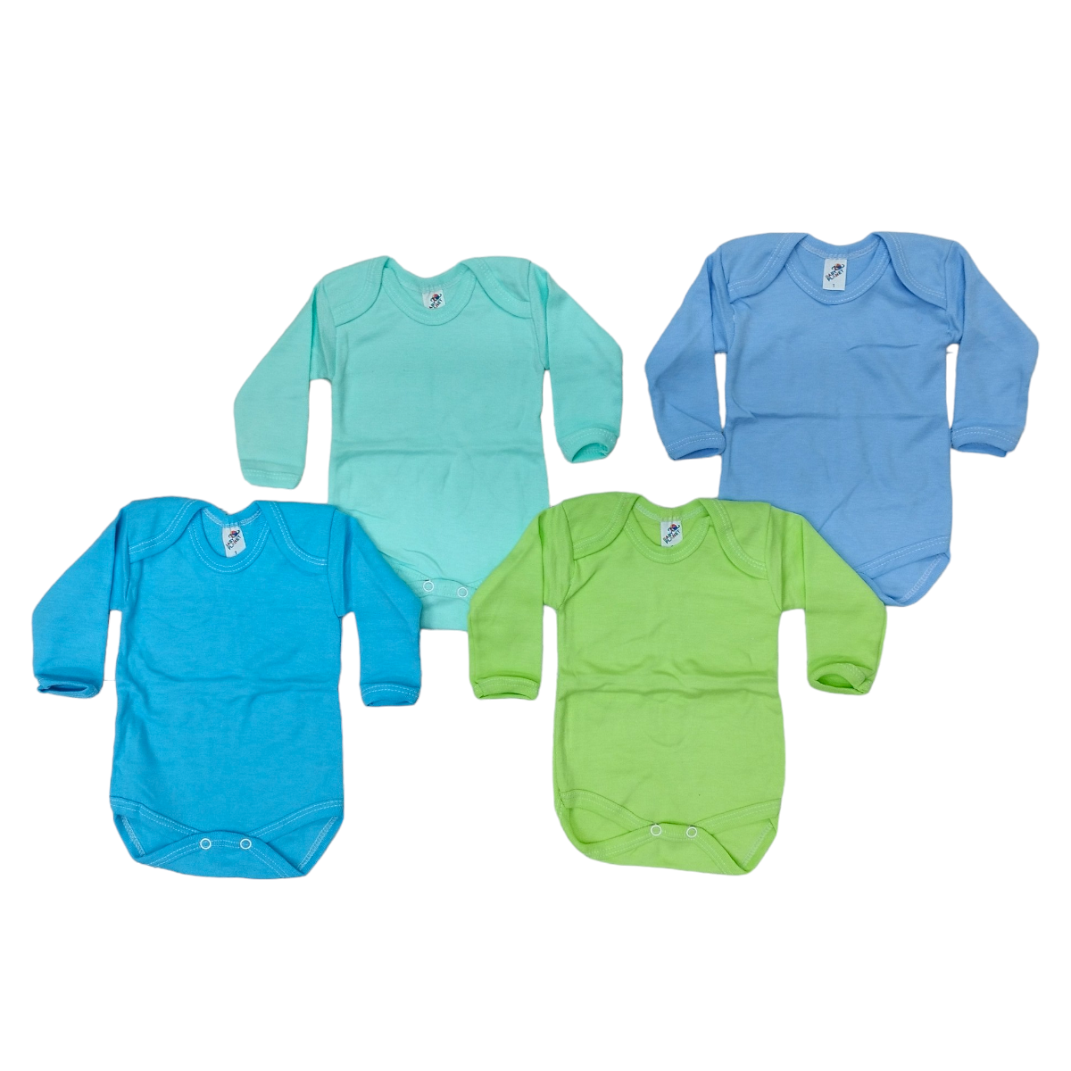 4 Pack de Pañaleros/Bodies Manga Larga para Bebé – 100% Algodón – Colores Pastel Lisos o Estampados – Tallas de 0 a 4 Años