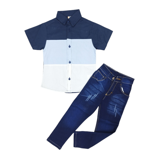 Conj. Niño 2-6 A: Camisa manga corta, Pantalón mezclilla