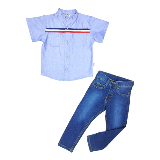 Conj. Niño 2-6 A: Camisa manga corta, Pantalón mezclilla