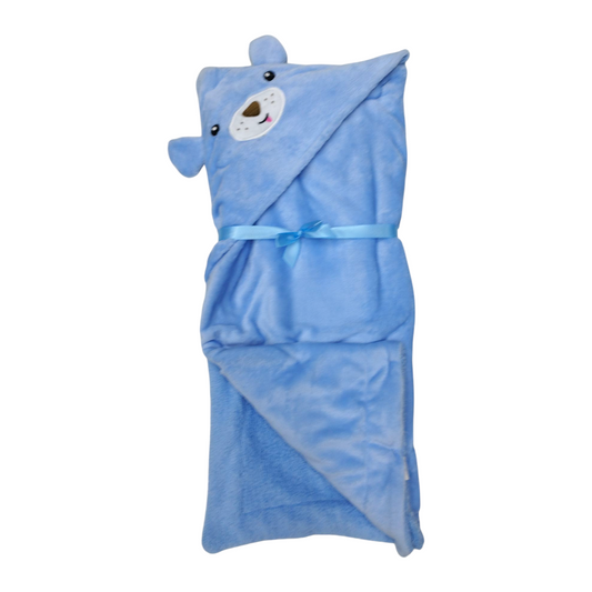 Cobertor aborregado, Capucha, tiernos Bordados, Tamaño Baby