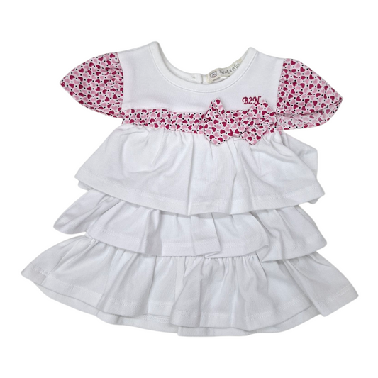 Set Bebé Niña 2 Pzs: Vestido Blanco y Calzón 6M+