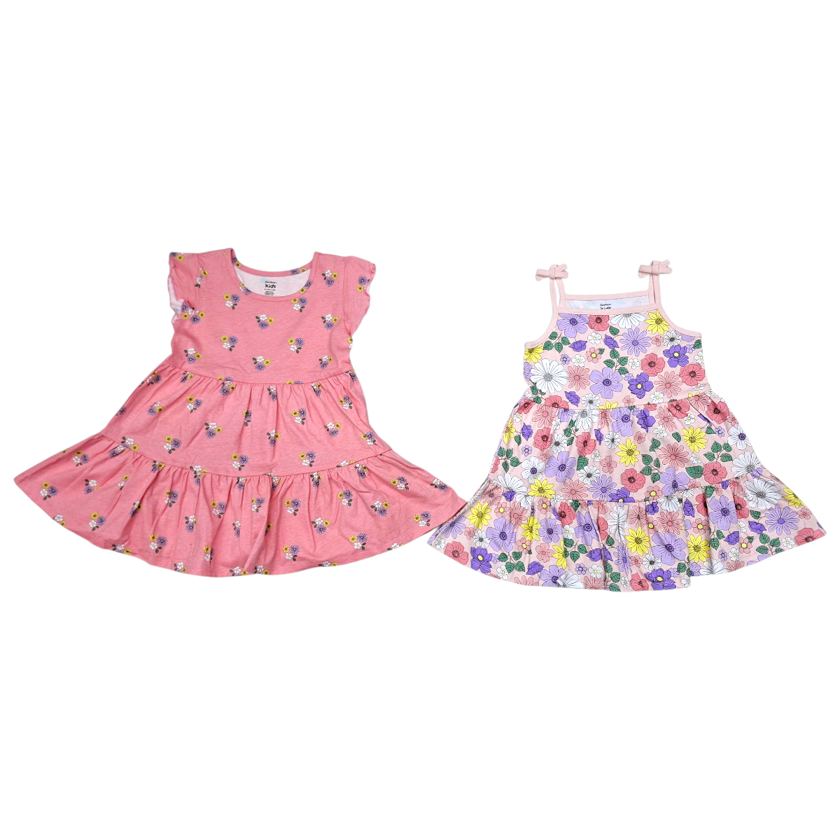 Set Niña 2 Vestidos Florales Rosa 100% Algodón 3-5 Años