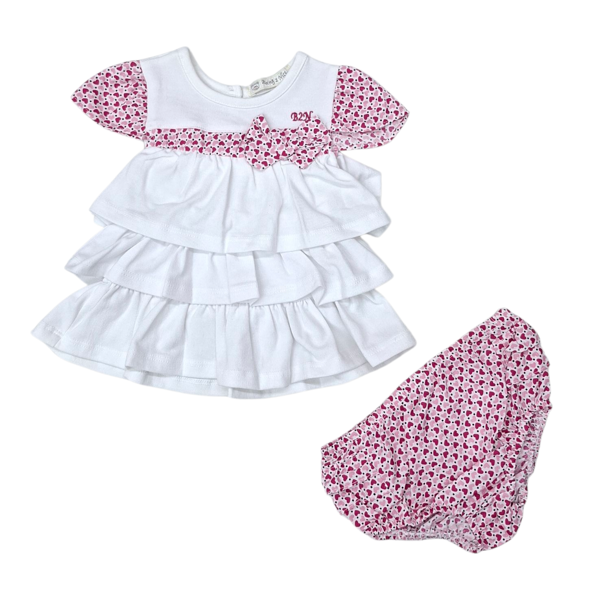 Set Bebé Niña 2 Pzs: Vestido Blanco y Calzón 6M+