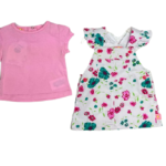 Jumper falda de gabardina tipo overol FLORES para bebé niña