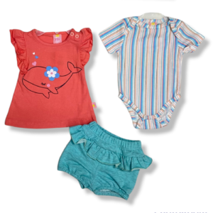 Pañalero, short tipo calzón y blusa tirantes BALLENA bebé niña