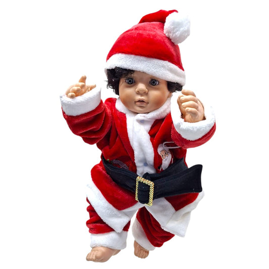 SET NAVIDEÑO SUAVECITO CON CHAMARRA, PANTALÓN Y GORRO PARA BEBÉ BORDADO SANTA CLAUS PARA BEBÉ 3 A 9 MESES
