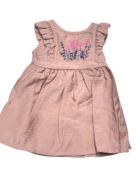 VESTIDO OLANES Y MANGA CORTA CON  ESTAMPADO FLORES PARA BEBÉS NIÑAS