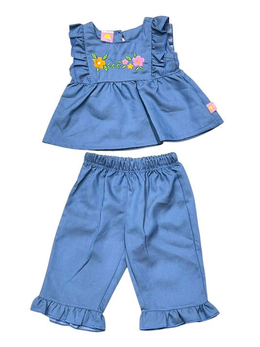 CONJUNTO BLUSA MANGA CORTA Y PANTALÓN CAPRI PESCADOR TERMINADOS OLAN