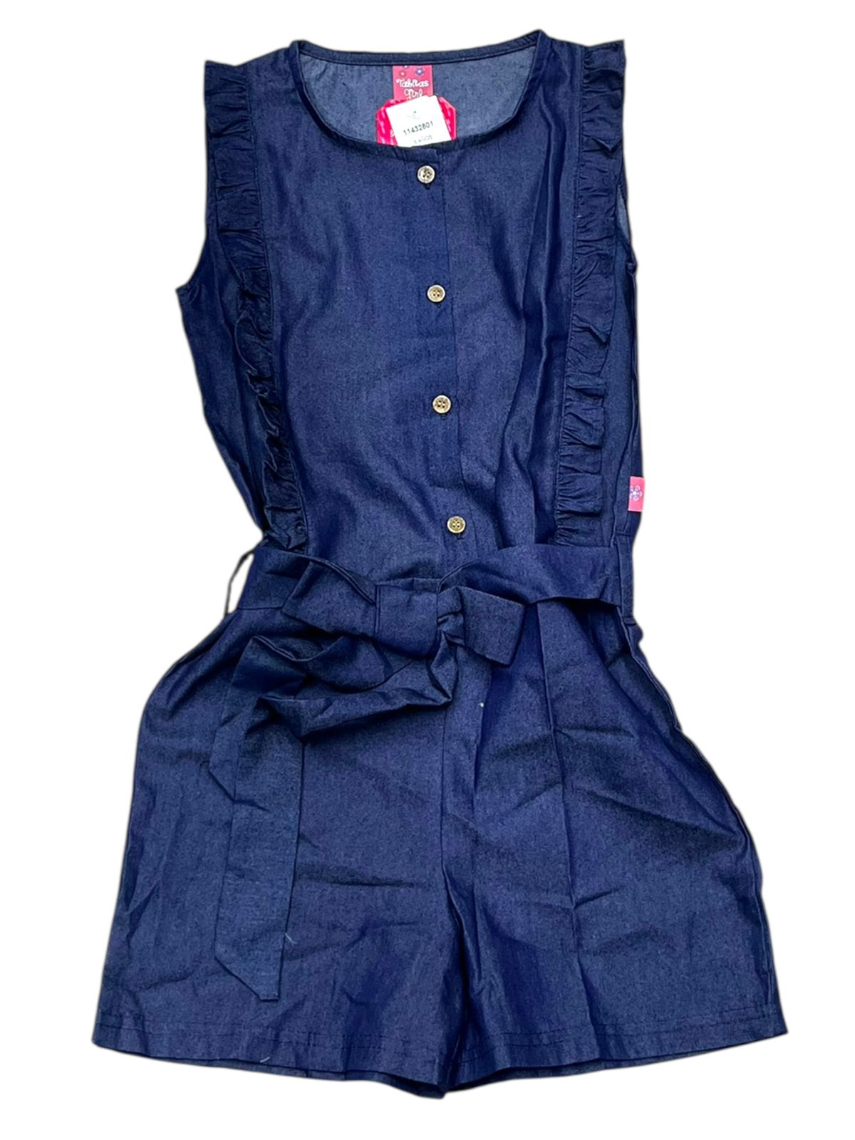 JUMPSUITE CORTO CON DETALLES DE OLANES PARA NIÑAS 8 A 14 AÑOS