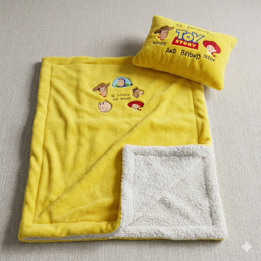 Set Cobertor y Almohada Toy Story Amarillo Unisex para Bebé