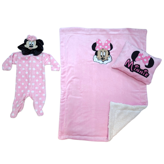 Set para Bebé Minnie Mouse Mameluco, Cobija y Cojín · 0 a 12 Meses