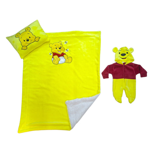Set para Bebé Winnie the Pooh Mameluco, Cobija y Almohada 0 a 12 Meses